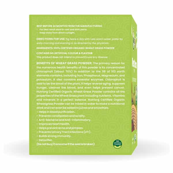 Nutriorg Certified Organic Wheatgrass Powder 75G