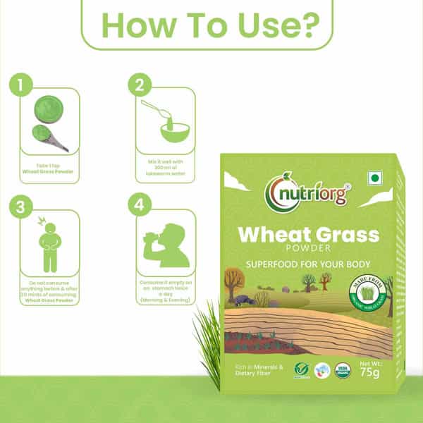 Nutriorg Certified Organic Wheatgrass Powder 75G