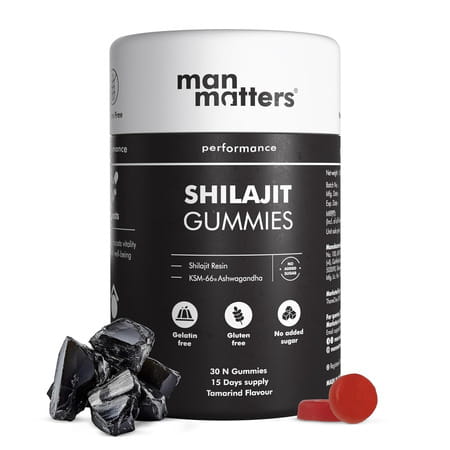 Man Matters 300mg Pure Himalayan Shilajit Gummies | 75% Fulvic Acid & Ksm 66 Ashwagandha | 30 N