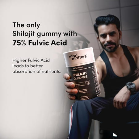Man Matters 300mg Pure Himalayan Shilajit Gummies | 75% Fulvic Acid & Ksm 66 Ashwagandha | 30 N