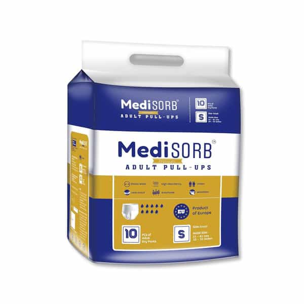Medisorb Adult Diaper Pants Small | Elastic Waist Size 52-82 Cm | 10 Piece | Pack Of 1