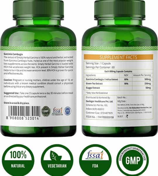 Simply Herbal Garcinia Cambogia Extract Weight Management Supplement 800 Mg - 60 Capsules