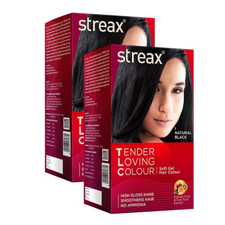 Streax Tender Loving Colour Tlc Soft Gel Hair Color 95ml 1 Natural Black Pack Of 2