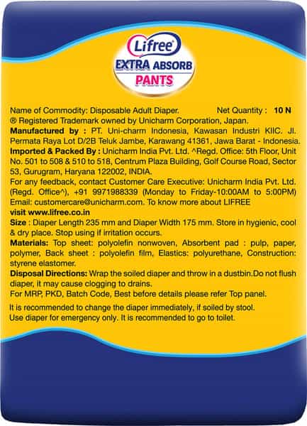 Lifree Extra Absorbent Adult Diaper Pants Large - 10 Diapers