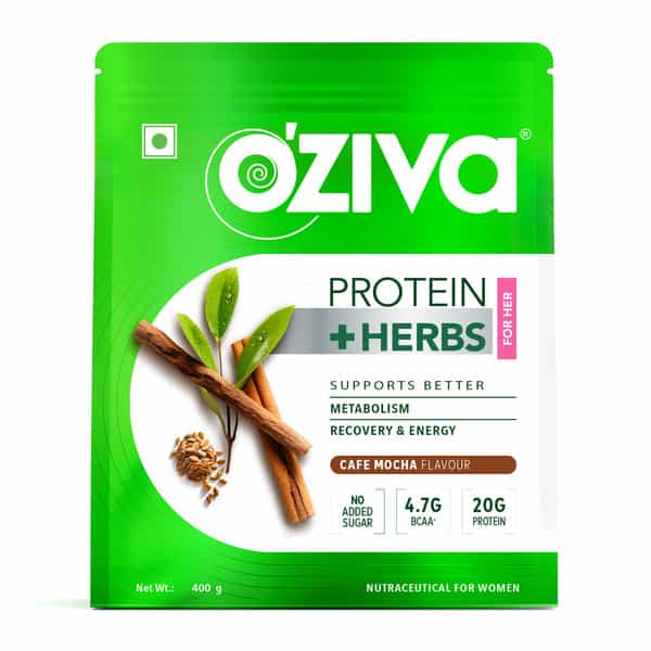 Oziva Protein & Herbs | For Women | Cafe Mocha | For Better Metabolism & Skin | 400 Gm