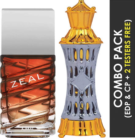 Ajmal Zeal Edp 100ml Perfume For Men And Mizyaan Cp Oil Alcohol-Free Attar 14ml For Unisex