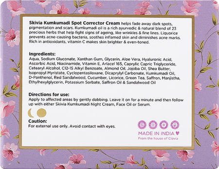 Skivia Kumkumadi Spot Corrector Cream With Liquorice Extract & Vitamin C - 50G|Helps Fade Dark Spots