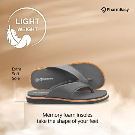 Pharmeasy Women'S Diabetic & Orthopedic Slippers - Grey - Size Uk 9