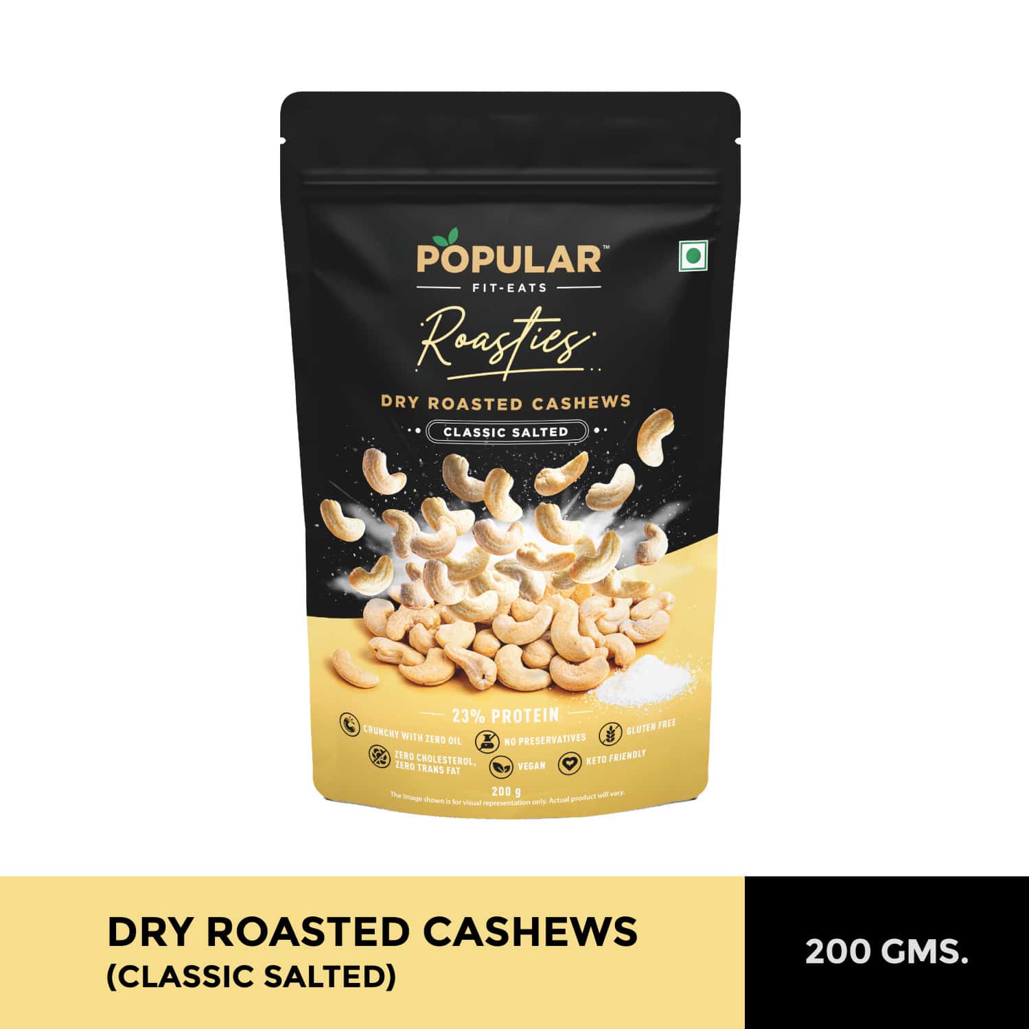 Popular Roasties Dry Roasted Cashew Classic Salted | 200 Gm