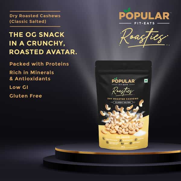 Popular Roasties Dry Roasted Cashew Classic Salted | 200 Gm