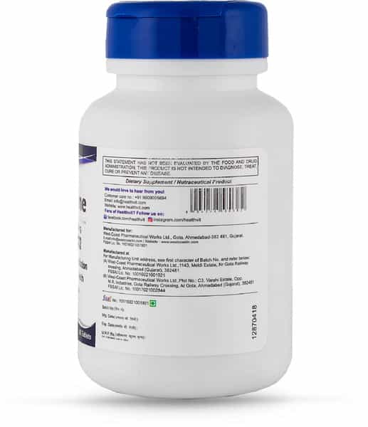 Healthvit L-Arginine 1000Mg Pre-Workout & Essential Amino Acid - 60 Tablets