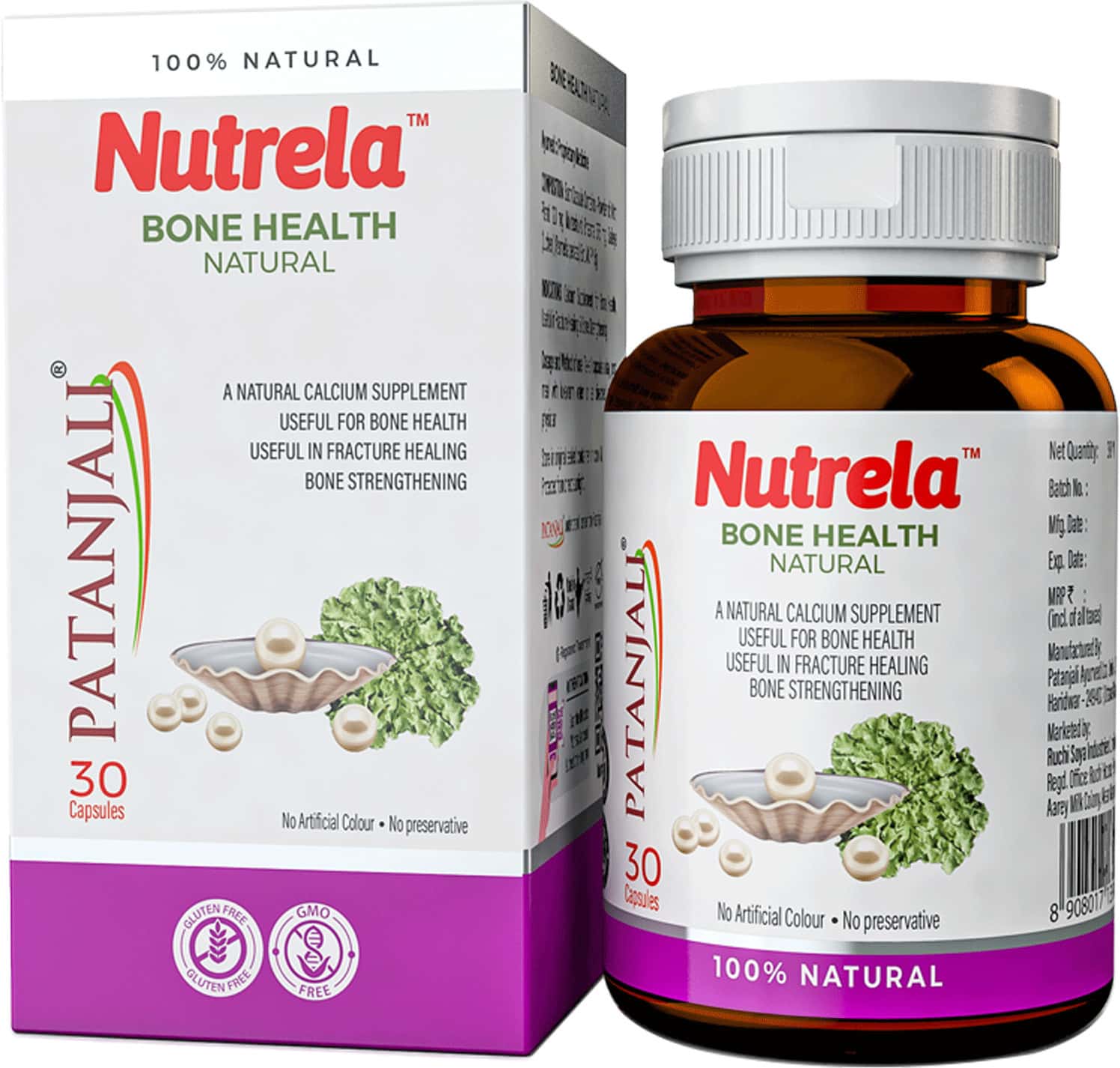 Patanjali Nutrela Bone Health Natural Supplement 18g- 1 Bottle(30 Capsules)