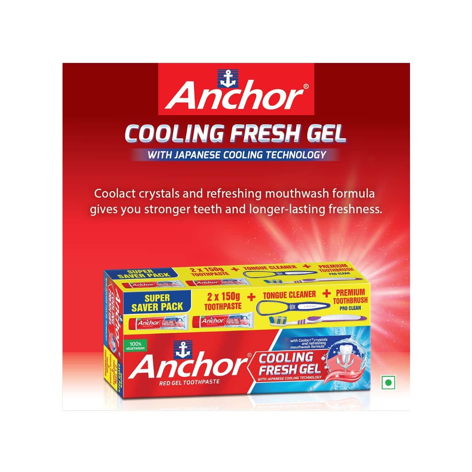 Buy ANCHOR COOLING FRESH GEL TOOTHPASTE KIT BOX OF 300 G (150GM X 2