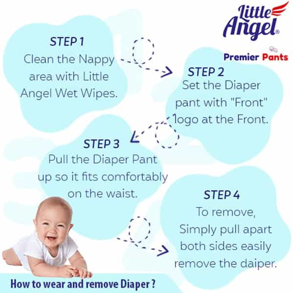 Little Angel Premier Pants Baby Diapers Extra Large (Xl) Size 20 Count 12-15 Kg