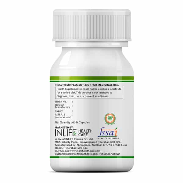 Inlife Neem Oil 350Mg With Peppermint Oil 150Mg For Digestive Health & Skin - 60 Vegetarian Capsules