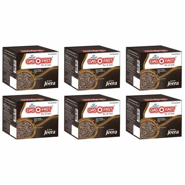 Gas-O-Fast For Relieving Acidity Active Jeera- 24X 5Gsachet X Pack Of 6