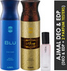 Ajmal Blu Homme & Wisal Dhahab Deo Each 200ml & Neea Edp 20ml Pack Of 3 For Unisex + 2 Parfum