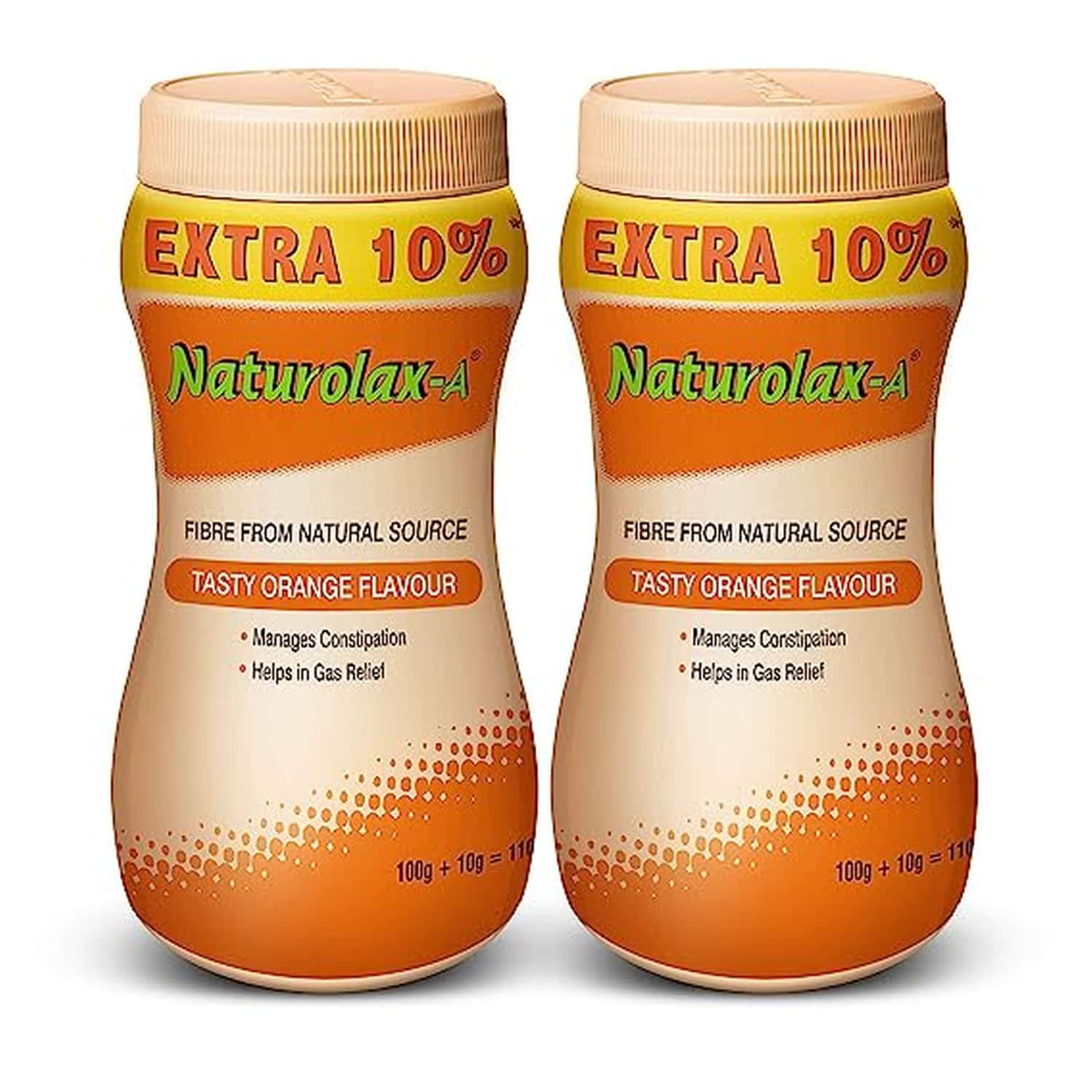 Naturolax A Isabgol Husk Powder | Effective For Constipation | Orange Flavour | 110 Gms -Pack Of 2