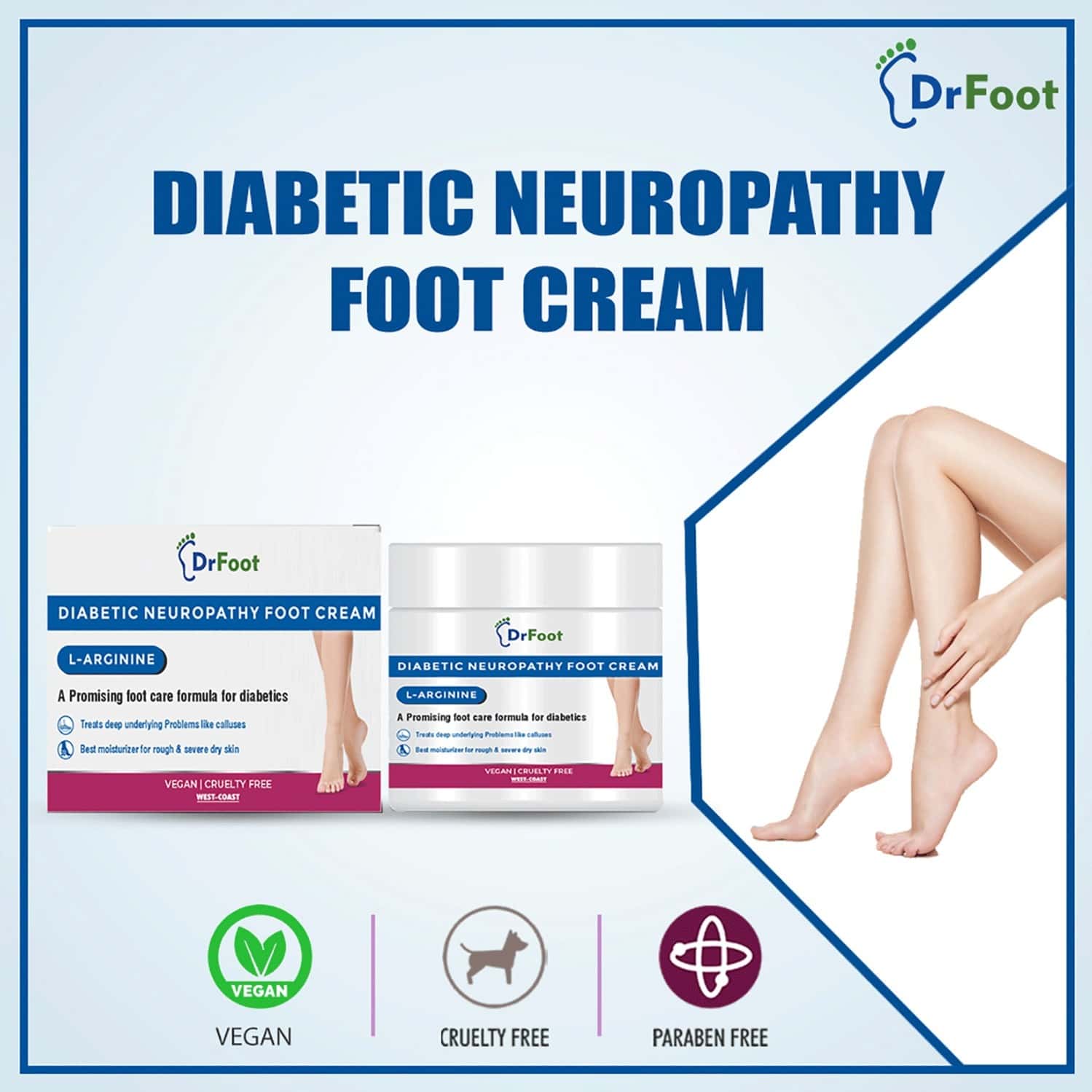 Buy DR FOOT DIABETIC NEUROPATHY FOOT CREAM LARGININE & DIMETHICONE IMPROVES BLOOD CIRCULATION