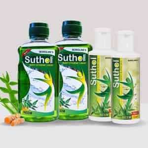 Boroline Suthol Neem Gel 100 Ml X 2 + Neem Liquid 200 Ml X 2 | Ayurvedic Antiseptic