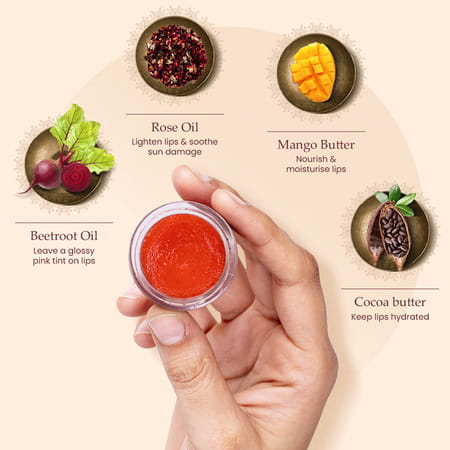Mother Sparsh Rose & Beetroot Lip Balm For Dry & Chapped Lips -10 Gm