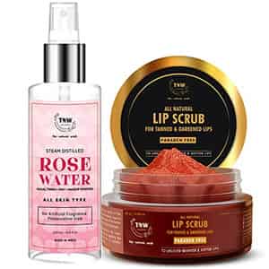 Tnw The Natural Wash Lip Scrub 25g + Rose Water 200ml Face Toner For Soft Lips & Hydrated Skin