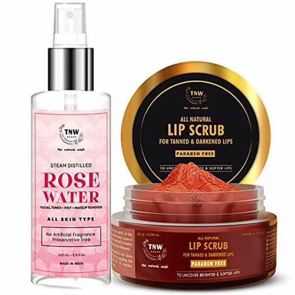 Tnw The Natural Wash Lip Scrub 25G + Rose Water 200Ml Face Toner For Soft Lips & Hydrated Skin