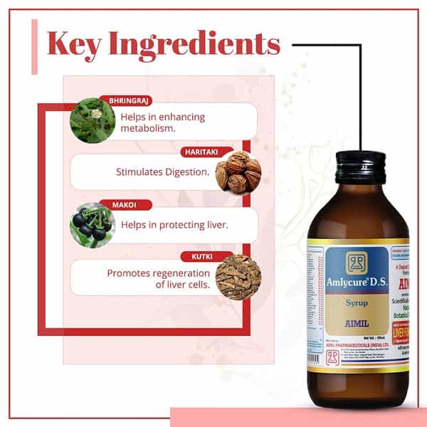 Aimil Amlycure D.s. Syrup For Liver Health Natural Liver Herbal Tonic | (Pack Of 2 | 200 Ml Each)