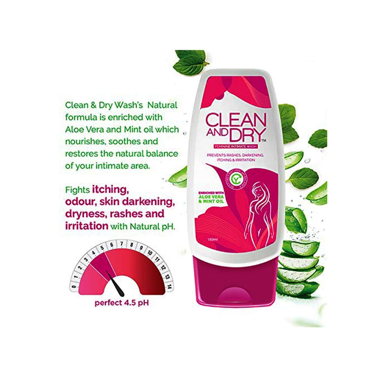 Buy CLEAN AND DRY INTIMATE WASH BOTTLE OF 190 ML Online & Get Upto 60