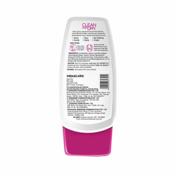 Clean And Dry Intimate Wash Bottle Of 190 Ml