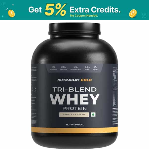 Nutrabay Gold Tri-Blend Whey Protein Vanilla Ice Cream - 2Kg