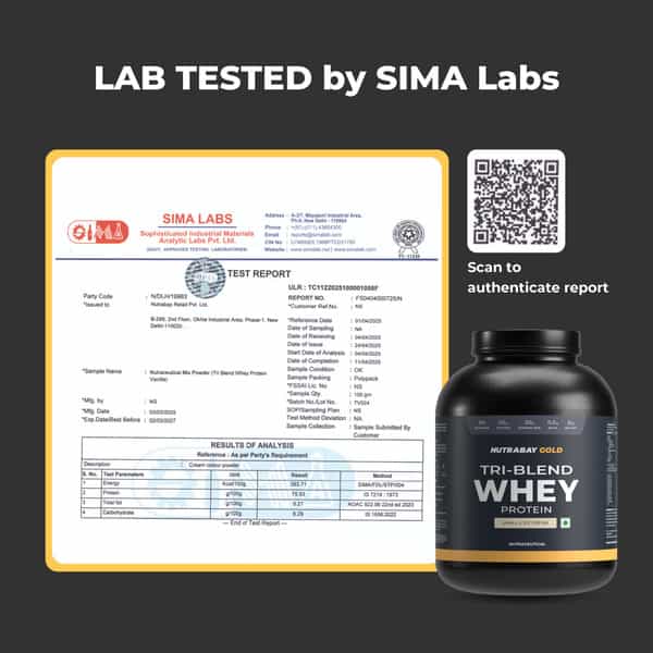 Nutrabay Gold Tri-Blend Whey Protein Vanilla Ice Cream - 2Kg