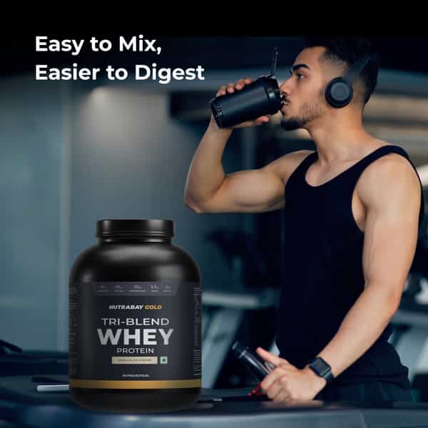 Nutrabay Gold Tri-Blend Whey Protein Vanilla Ice Cream - 2Kg