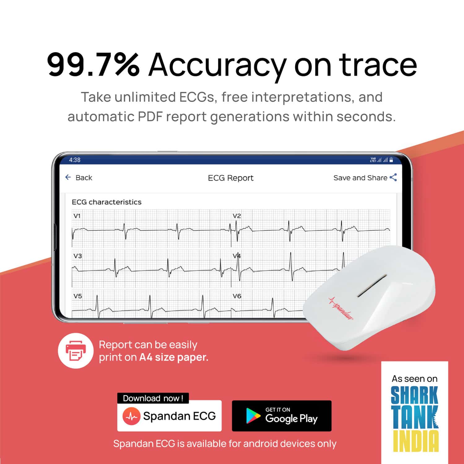 Buy SPANDAN PORTABLE 12 LEAD ECG DEVICE ECG IN 10 SECONDS POCKET