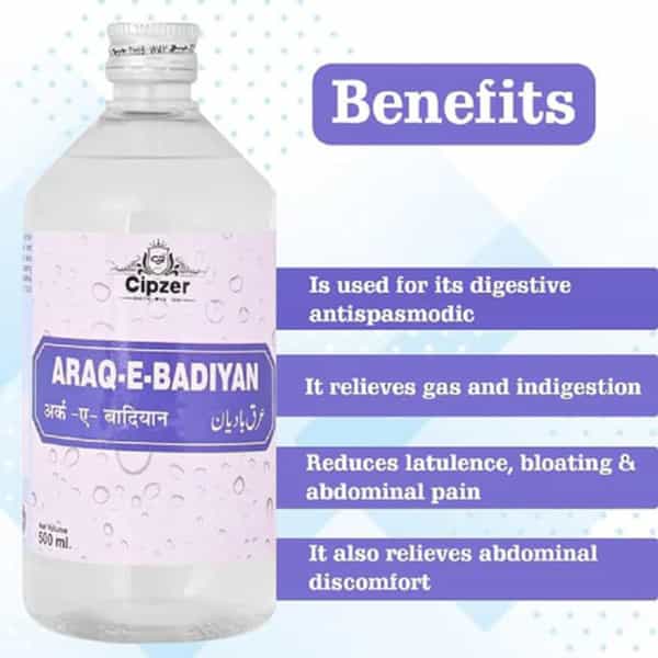 Cipzer Arq-E-Badiyan 500Ml | Supports Liver & Stomach Health (Pack Of 1)