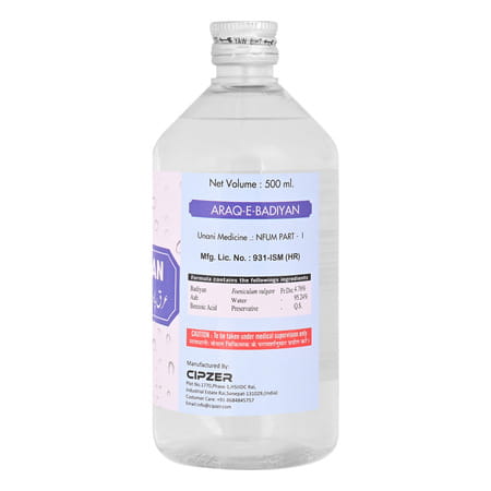 Cipzer Arq-E-Badiyan 500ml | Supports Liver & Stomach Health (Pack Of 1)