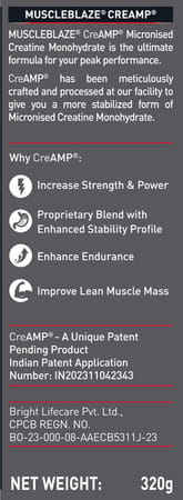 Muscleblaze Creatine Monohydrate Creamp (Sunset Mango | 80 Servings | 320G)