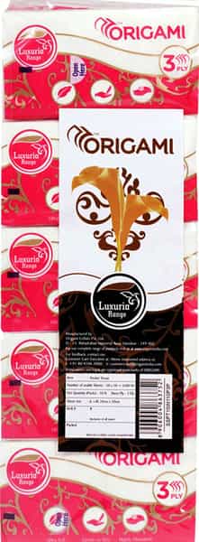 Origami Luxuria Dry Pocket Tissue / Paper Hanky 3 Ply - 10 Pulls In1 - Pack Of 10
