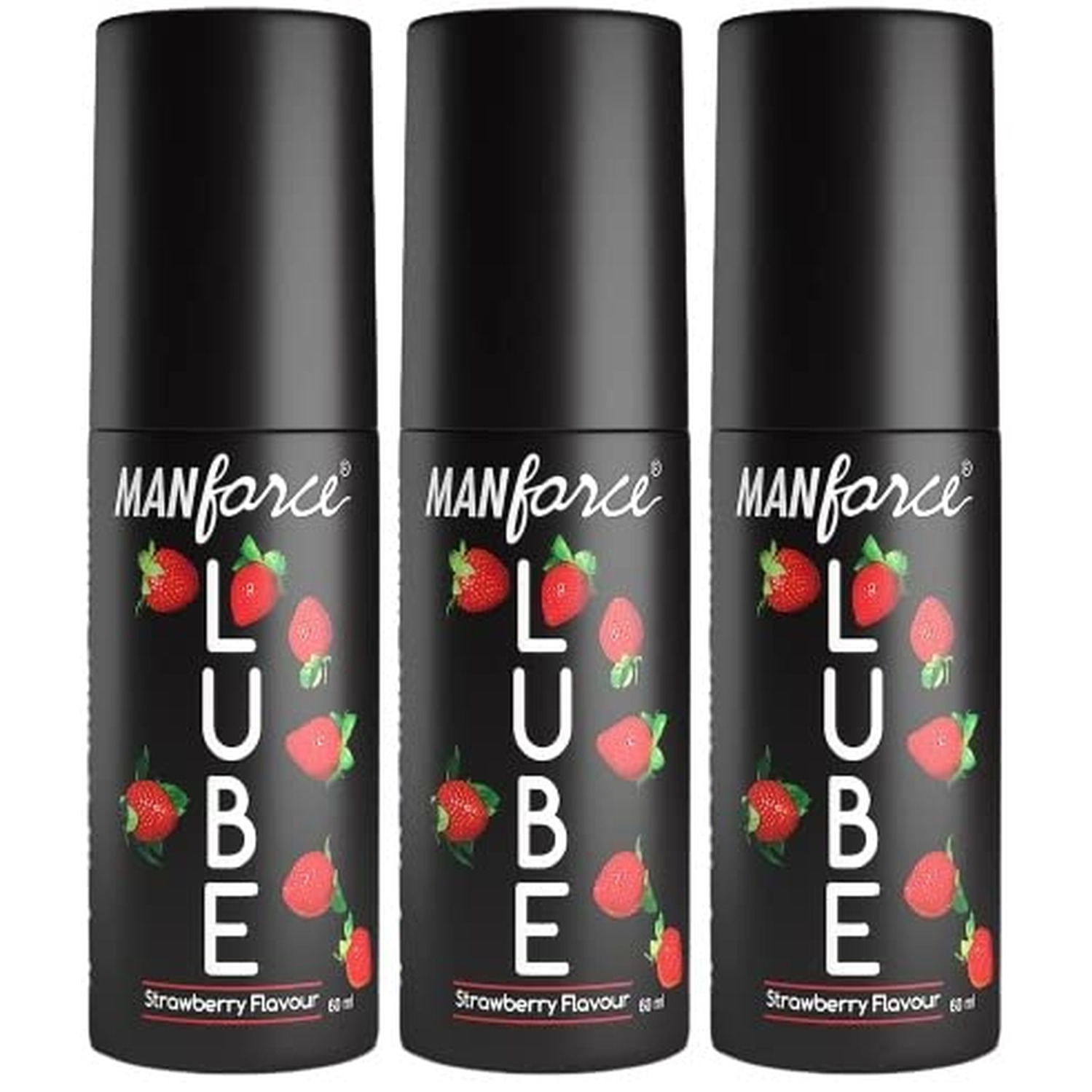 Manforce Lube Lubrication Gel For Unisex Water-Based Gel Strawberry Flavoured 60ml X Pack Of 3