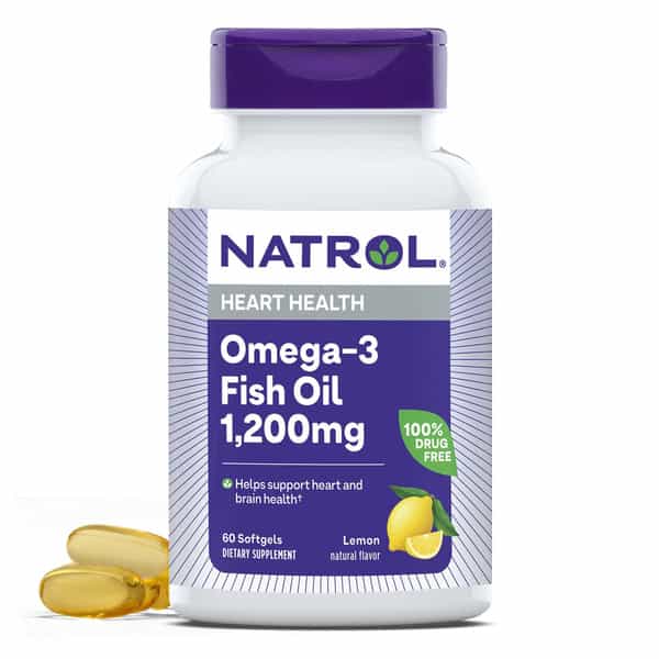 Natrol Omega-3 Fish Oil Softgels | Heart Health Dietary Supplement | 1200 Mg | 60 Count