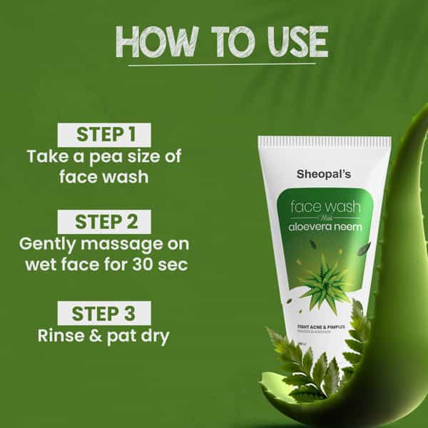Sheopal's Aloe Vera & Neem Face Wash For Acne-Prone Skin Care | 100Ml
