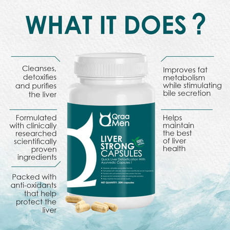 Qraa Men Liver Strong Capsules For Cleanses | Detoxifies And Purifies The Liver- 30 Capsules