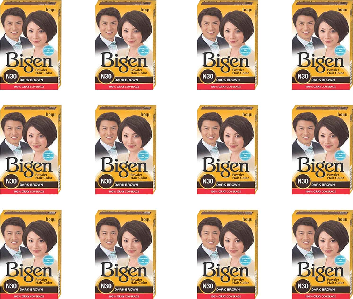 Bigen Powder Hair Color | Dark Brown N30 (6g | Pack Of 12)