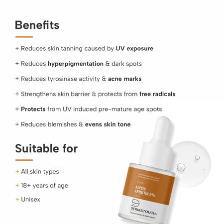 Dermatouch Alpha Arbutin 2% Serum | Best For Pigmentation & Dark Spots Reduction | 18ml