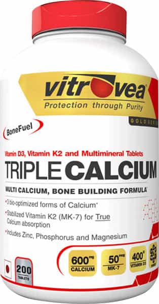 Vitrovea Triple Calcium With K27 And D3- Multi Source W/Zinc-Phosphorus-Magnesium - 200 Tablets
