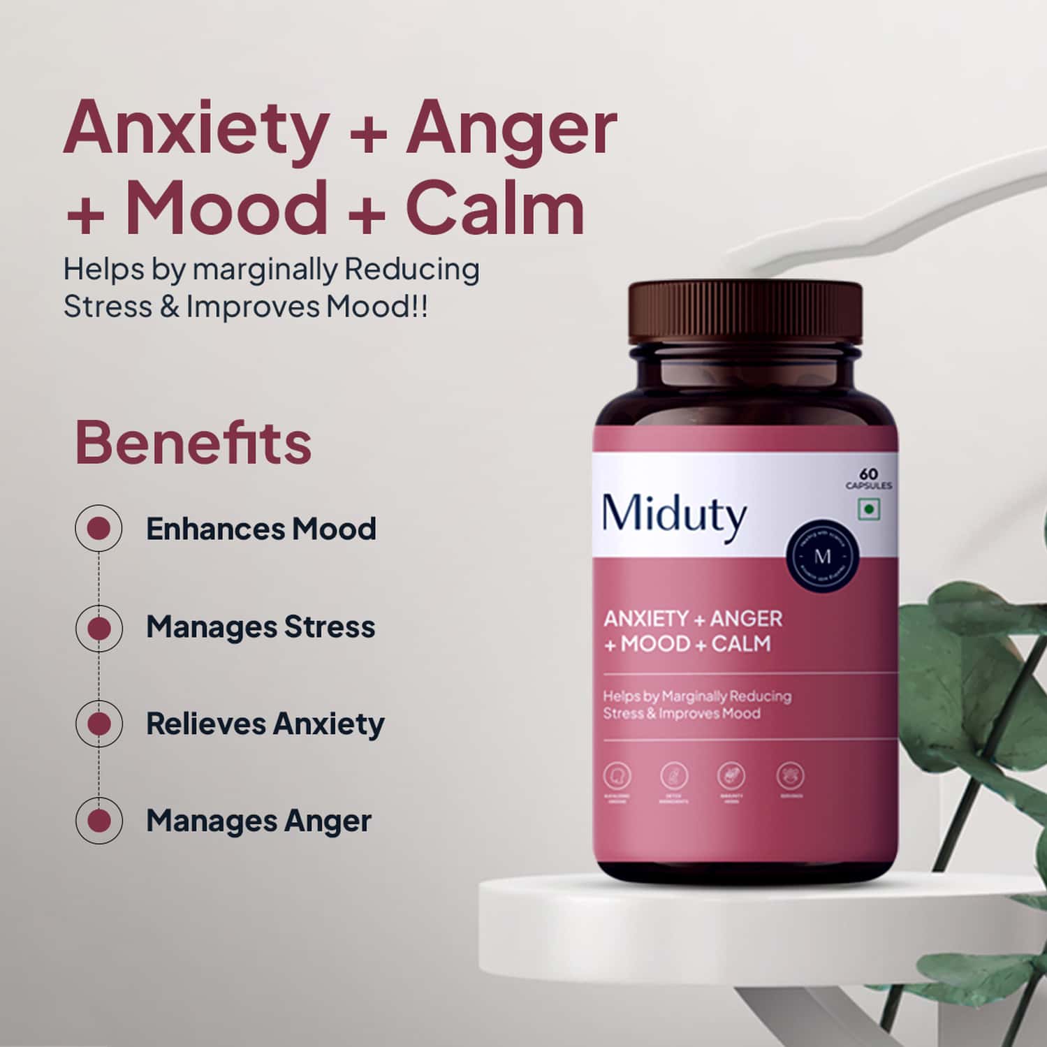 Buy MIDUTY PALAK NOTES ANXIETY ANGER MOOD CALM SUPPLEMENT HAPPY MOOD