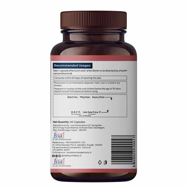 Miduty Anxiety Anger Mood Calm Supplement - Ksm-66 Ashwagandha | Gaba- Anti Depressant -60 Capsules