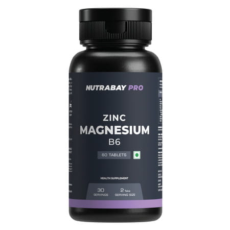 Nutrabay Pro Zinc Magnesium With Vitamin B6 (Zma) | Anti Stress & Anxiety Relief - 60 Veg Tablets