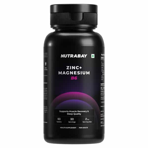 Nutrabay Pro Zinc Magnesium With Vitamin B6 (Zma) | Anti Stress & Anxiety Relief - 60 Veg Tablets