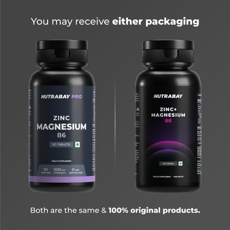 Nutrabay Pro Zinc Magnesium With Vitamin B6 (Zma) | Anti Stress & Anxiety Relief - 60 Veg Tablets